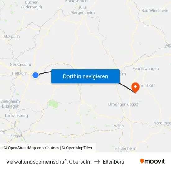Verwaltungsgemeinschaft Obersulm to Ellenberg map