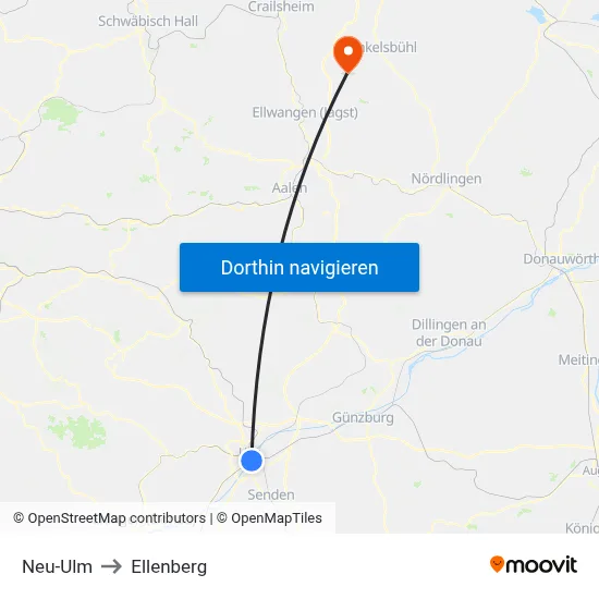 Neu-Ulm to Ellenberg map