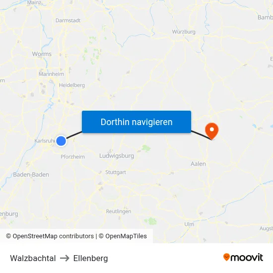 Walzbachtal to Ellenberg map