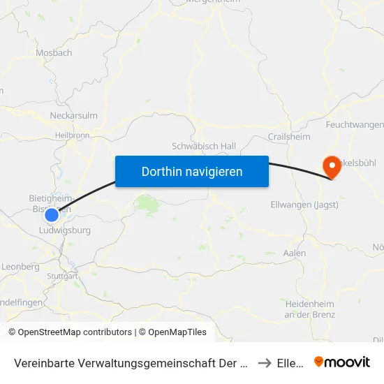 Vereinbarte Verwaltungsgemeinschaft Der Stadt Bietigheim-Bissingen to Ellenberg map