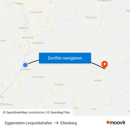 Eggenstein-Leopoldshafen to Ellenberg map