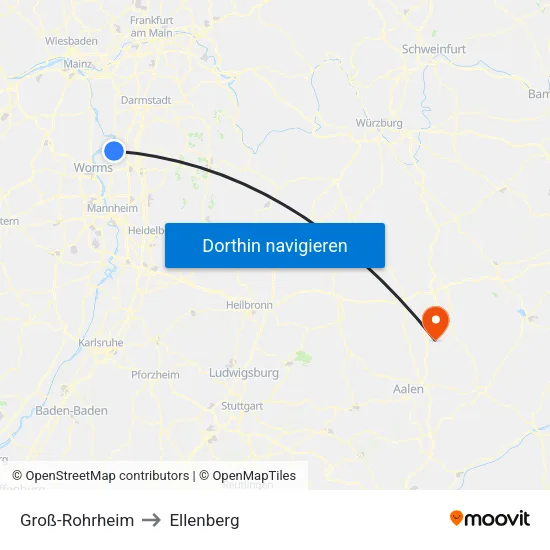Groß-Rohrheim to Ellenberg map