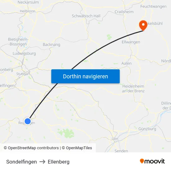 Sondelfingen to Ellenberg map