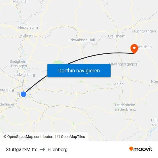 Stuttgart-Mitte to Ellenberg map