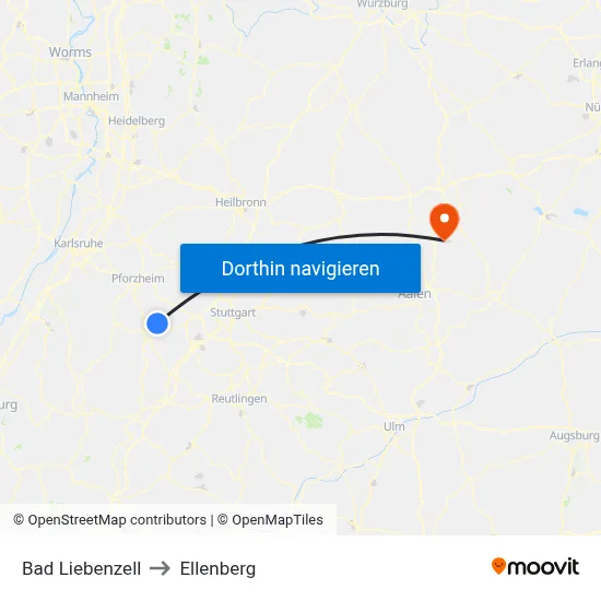 Bad Liebenzell to Ellenberg map