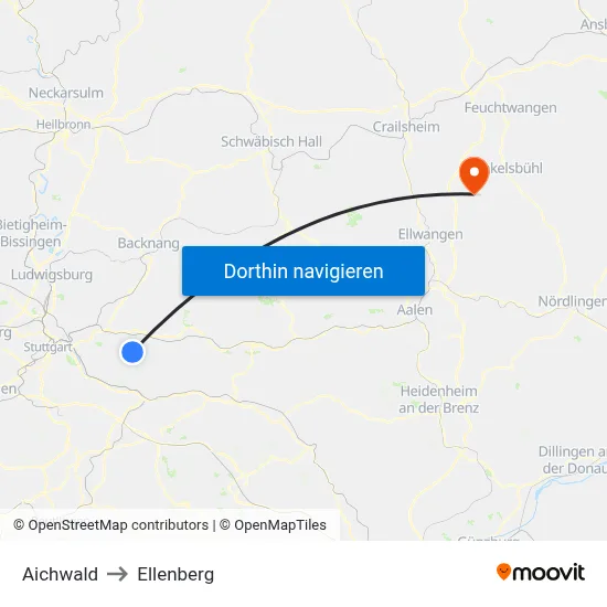Aichwald to Ellenberg map