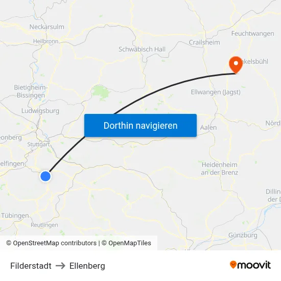 Filderstadt to Ellenberg map