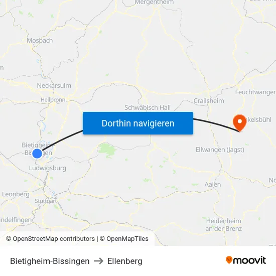 Bietigheim-Bissingen to Ellenberg map