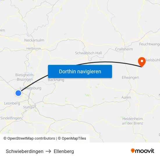 Schwieberdingen to Ellenberg map