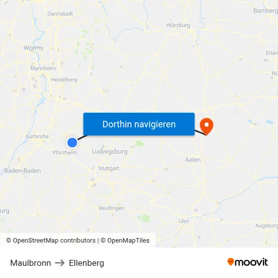 Maulbronn to Ellenberg map