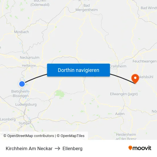 Kirchheim Am Neckar to Ellenberg map
