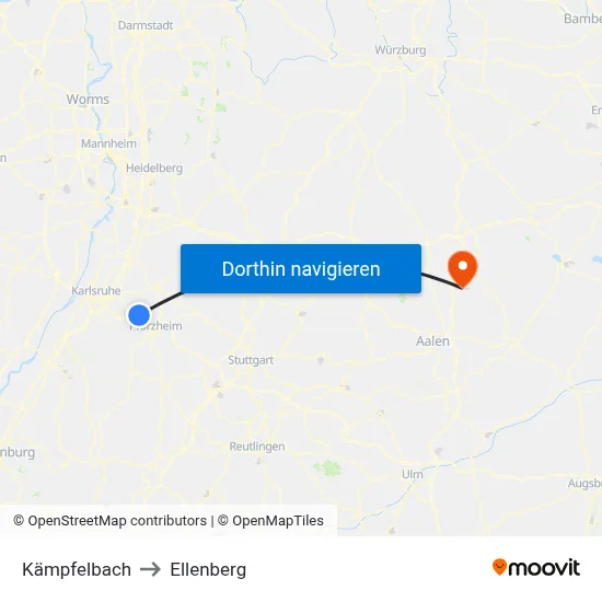 Kämpfelbach to Ellenberg map