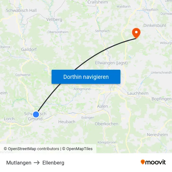Mutlangen to Ellenberg map