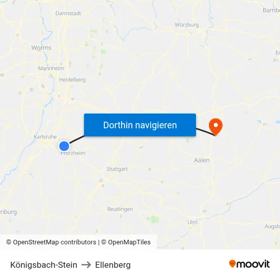Königsbach-Stein to Ellenberg map