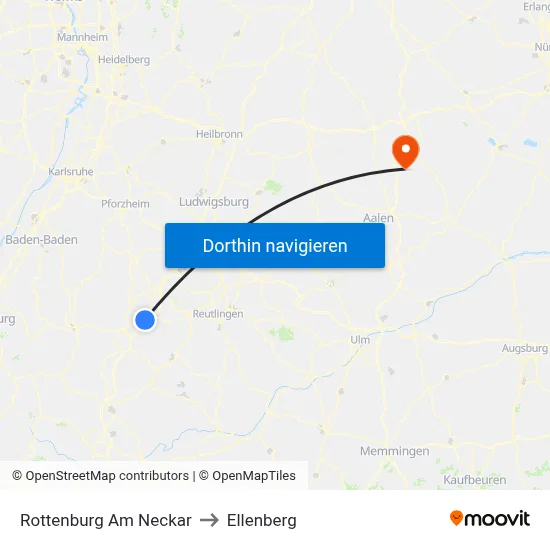Rottenburg Am Neckar to Ellenberg map