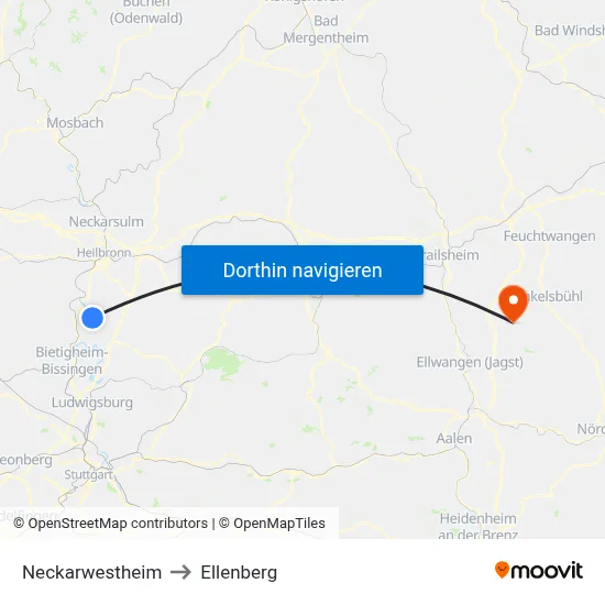 Neckarwestheim to Ellenberg map
