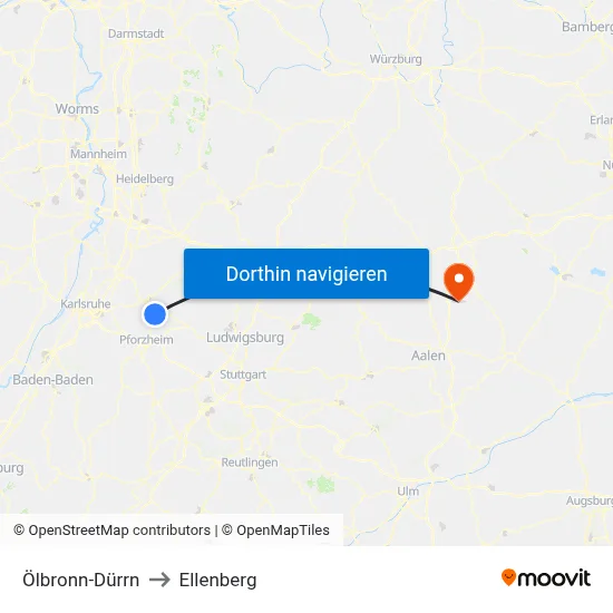 Ölbronn-Dürrn to Ellenberg map