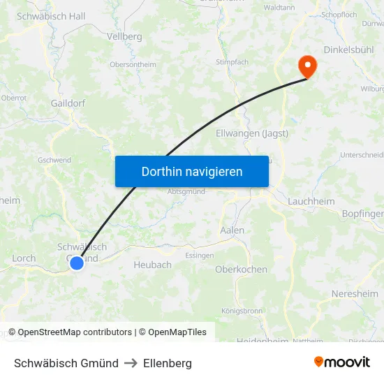 Schwäbisch Gmünd to Ellenberg map