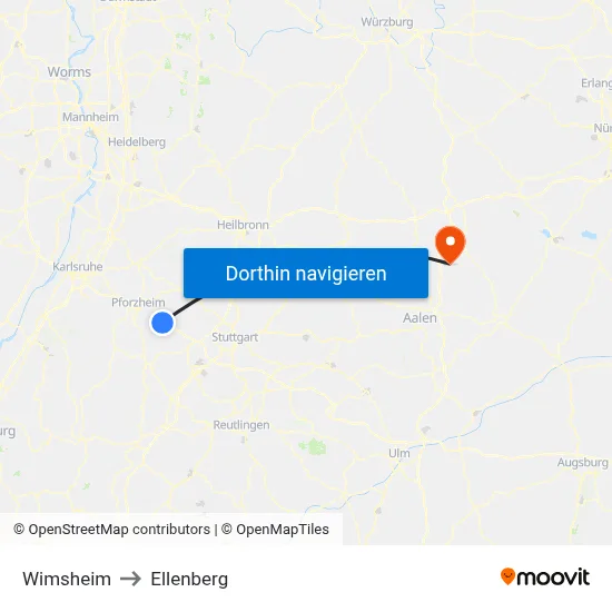 Wimsheim to Ellenberg map