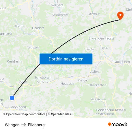 Wangen to Ellenberg map