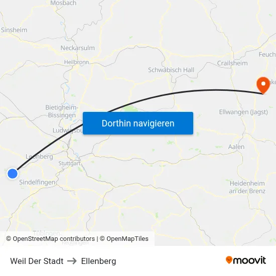 Weil Der Stadt to Ellenberg map