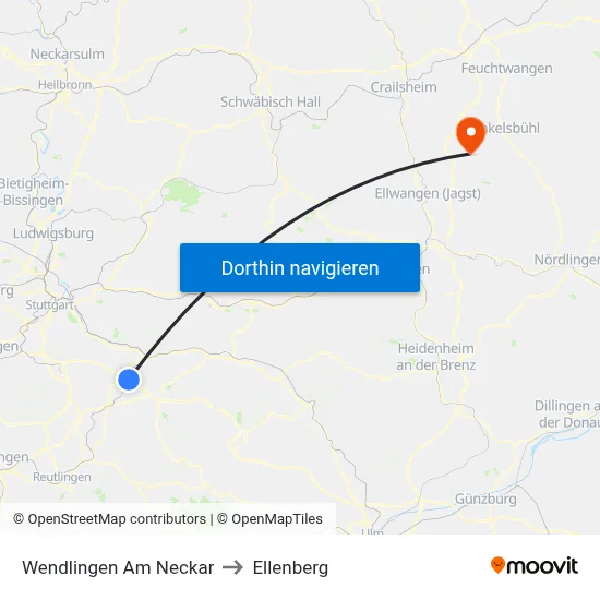 Wendlingen Am Neckar to Ellenberg map