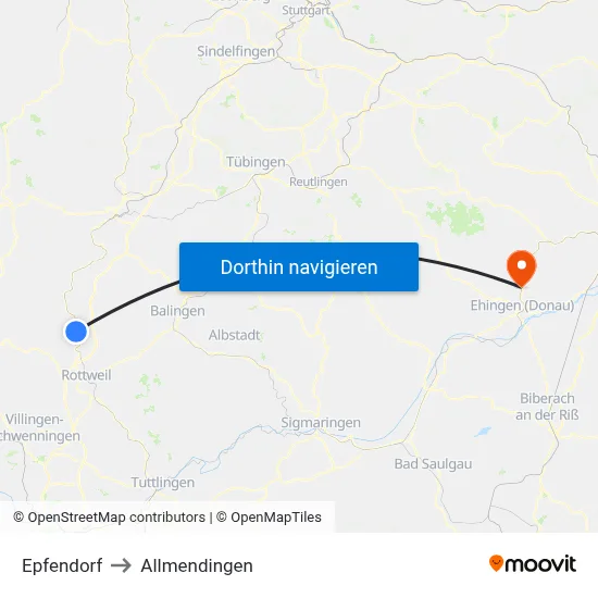 Epfendorf to Allmendingen map