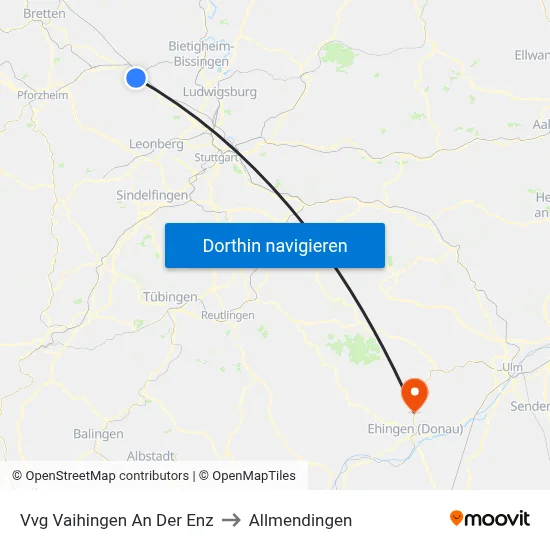 Vvg Vaihingen An Der Enz to Allmendingen map