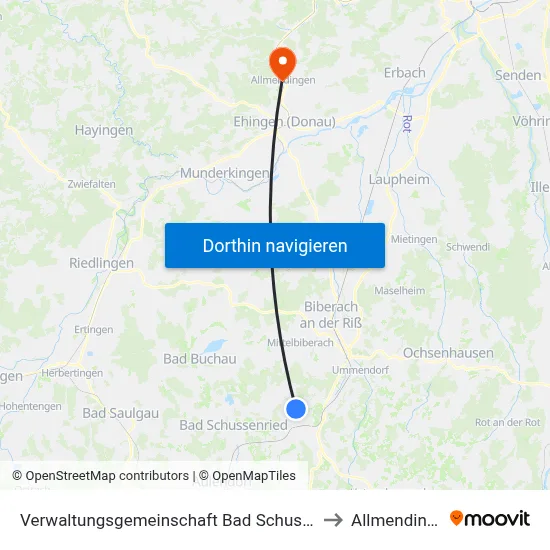 Verwaltungsgemeinschaft Bad Schussenried to Allmendingen map