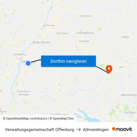 Verwaltungsgemeinschaft Offenburg to Allmendingen map