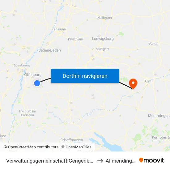 Verwaltungsgemeinschaft Gengenbach to Allmendingen map