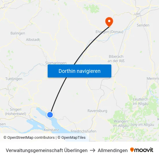 Verwaltungsgemeinschaft Überlingen to Allmendingen map