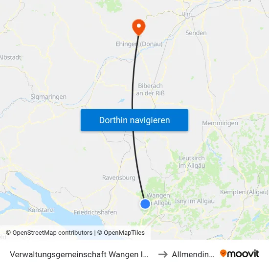 Verwaltungsgemeinschaft Wangen Im Allgäu to Allmendingen map