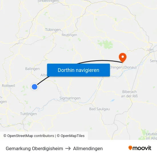 Gemarkung Oberdigisheim to Allmendingen map
