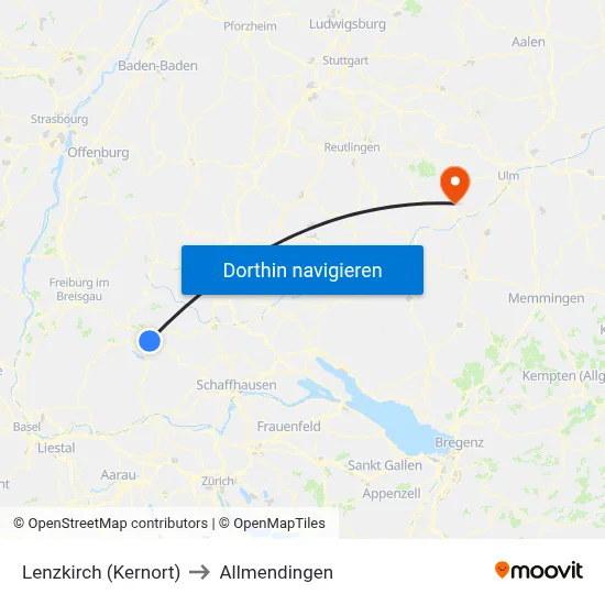 Lenzkirch (Kernort) to Allmendingen map