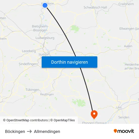 Böckingen to Allmendingen map