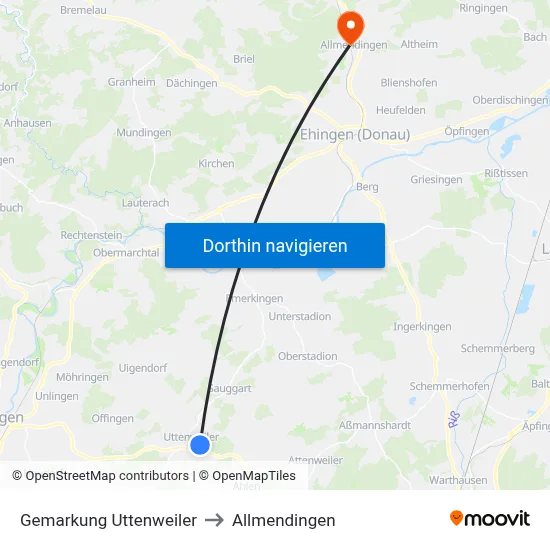 Gemarkung Uttenweiler to Allmendingen map