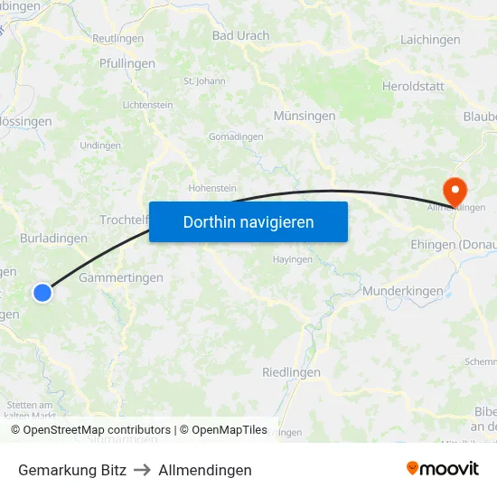 Gemarkung Bitz to Allmendingen map