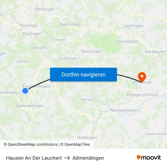 Hausen An Der Lauchert to Allmendingen map