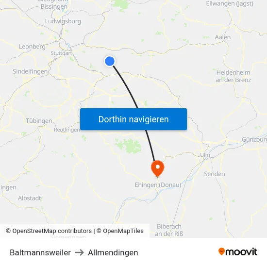 Baltmannsweiler to Allmendingen map