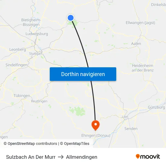 Sulzbach An Der Murr to Allmendingen map