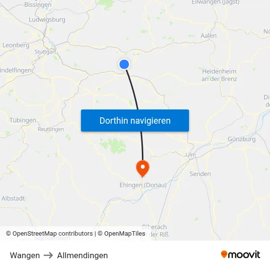 Wangen to Allmendingen map