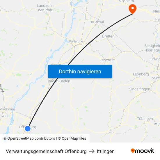 Verwaltungsgemeinschaft Offenburg to Ittlingen map