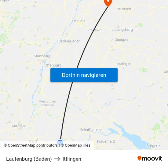 Laufenburg (Baden) to Ittlingen map