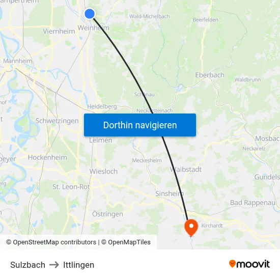 Sulzbach to Ittlingen map