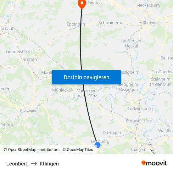 Leonberg to Ittlingen map