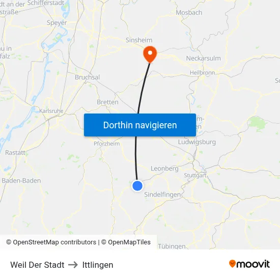 Weil Der Stadt to Ittlingen map
