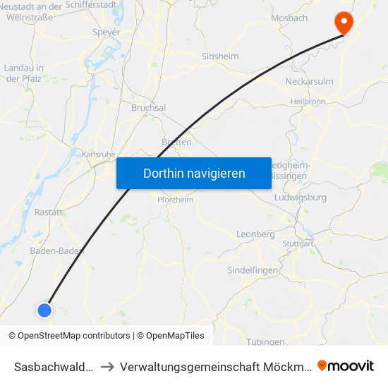 Sasbachwalden to Verwaltungsgemeinschaft Möckmühl map