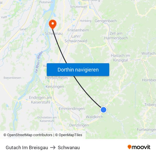 Gutach Im Breisgau to Schwanau map