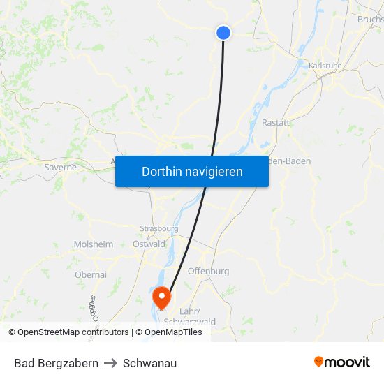Bad Bergzabern to Schwanau map